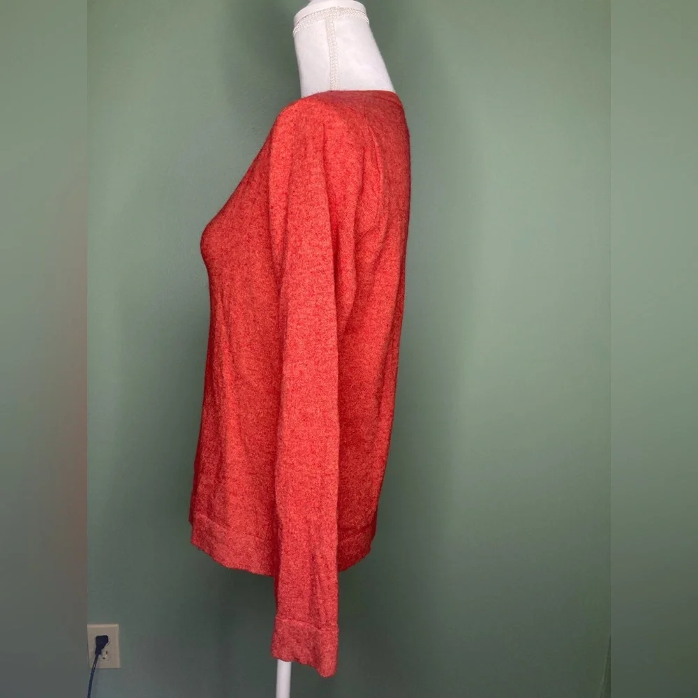J Crew Teddie Sweater Medium Merino Wool Cotton Blend Crew Neck Pullover Orange - Picture 4 of 12